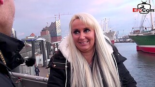 German chubby blonde housewife send up on stree